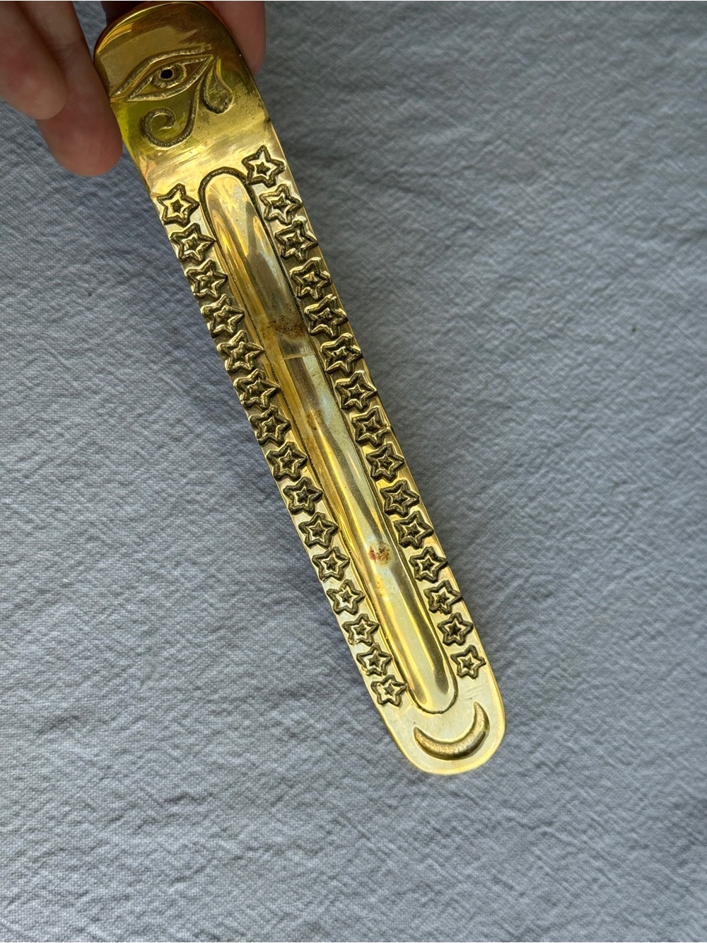 Brass Incense Holder with Star Engravings